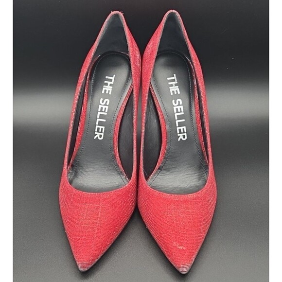 THE SELLER Women's Size 9 Reflective Shiny Red Pumps EU Size 39 Textile - Picture 5 of 15